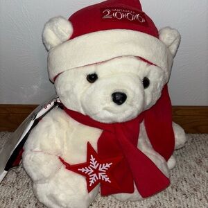 2006 Festive White and Red Teddy Bear with bag